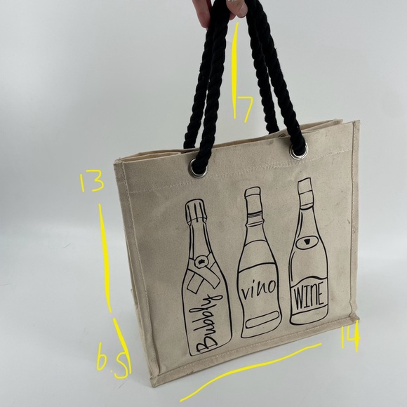 Unbranded Canvas Tote Bag for Wine Bottles Vino Bubbly - Picture 10 of 10